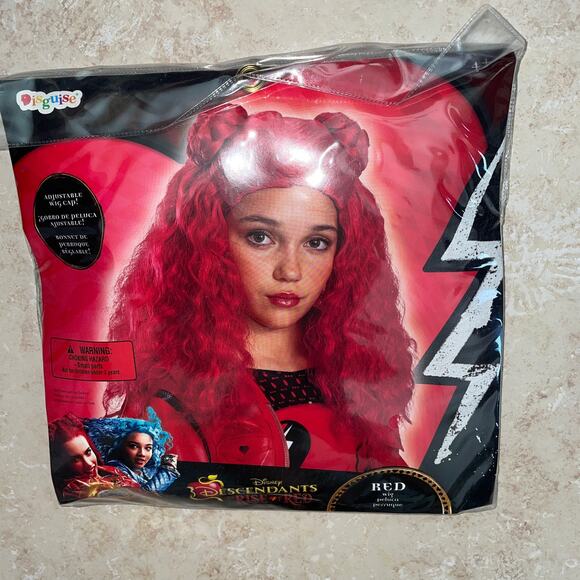 GIRLS DISNEY DESCENDANTS 4 RED PRINCESS WIG COSTUME DRESS ACCESSORY DG125539 - Picture 1 of 5